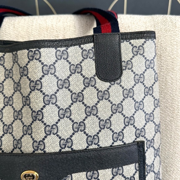 Authentic Gucci tote bag grey navy monogram coated canvas - Picture 4 of 16